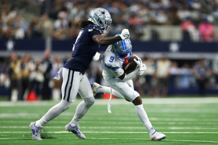 Jameson Williams (9) of the Detroit Lions has been suspended by the NFL for two games for a breach of their performance enhancing substances rules.. ©AFP