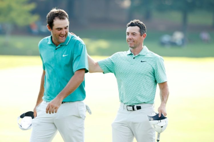 American PGA Tour stars Scottie Scheffler, left, and Northern Ireland's Rory McIlroy will partner against LIV Golf's Bryson DeChambeau and Brooks Kopka in The Showdown, a made-for-TV event in December at Las Vegas, organizers announced. ©AFP