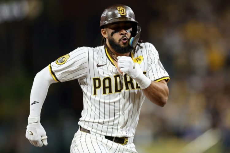 Fernando Tatis Jr. rounds the bases after his decisive two-run home run helped the San Diego Padres claim victory over the Los Angeles Dodgers on Tuesday. ©AFP