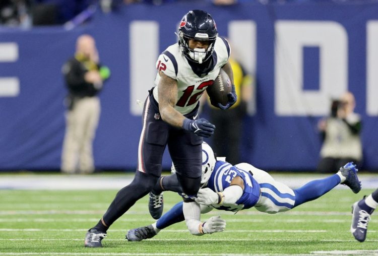 NFL reception yardage leader Nico Collins of the Houston Texans will miss the next four games with a hamstring injury after being placed on the league's injured reserve list. ©AFP