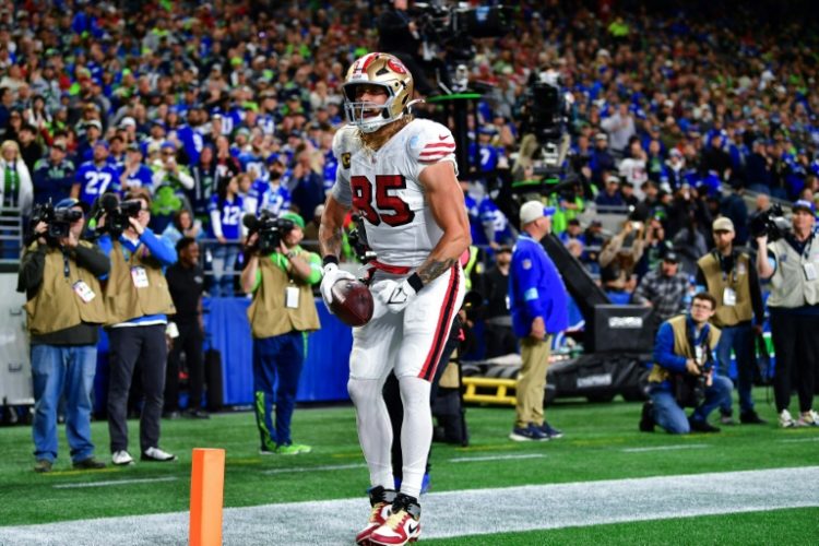 San Francisco tight end George Kittle celebrates his second touchdown in Thursday's win over Seattle. ©AFP