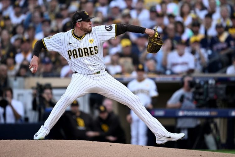 San Diego's Joe Musgrove delivers a pitch in the Padres' victory over Atlanta in game two of their MLB playoff series. ©AFP