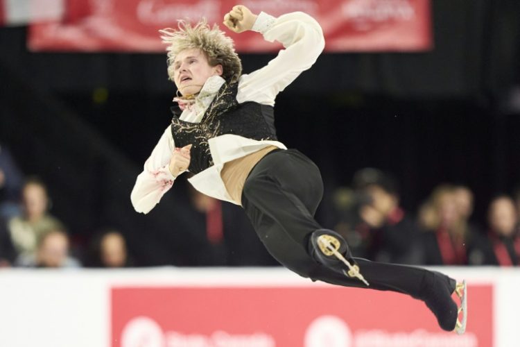 American Ilia Malinin competes in free skate on the way to the Skate Canada Grand Prix men's title. ©AFP