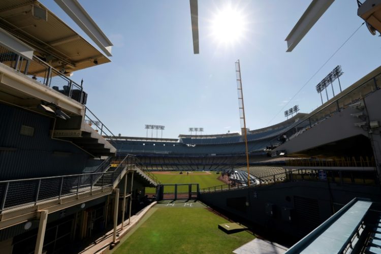 Dodger Stadium prepares to host game one of the World Series between the Los Angeles Dodgers and New York Yankees on Friday. ©AFP