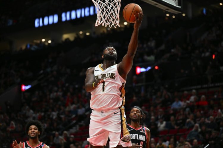 Zion Williamson of the New Orleans Pelicans will be sidelined indefinitely by a left hamstring strain. ©AFP