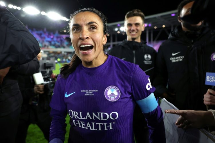 Marta of the Orlando Pride celebrates after defeating the Washington Spirit 1-0 in the NWSL Championship Game. ©AFP