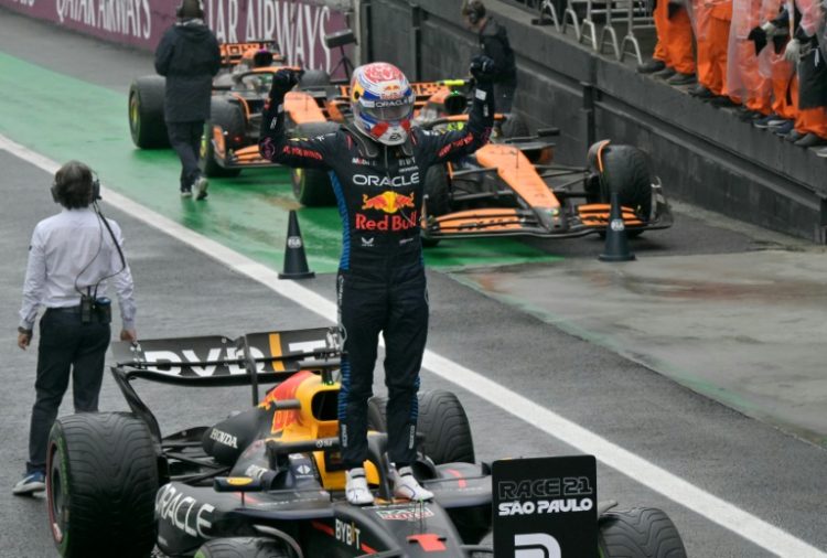 On top of the world: Max Verstappen bounced back to form in Brazil and can wrap up the world championship in Las Vegas this weekend. ©AFP