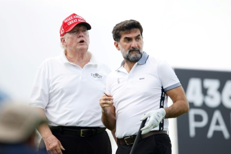 US President-elec Donald Trump and Yasir al-Rumayyan, head of the Saudi Arabia wealth investment fund, sat together at a UFC event in New York a day after Trump golfed with PGA Tour commissioner Jay Monahan. ©AFP