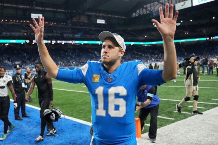 Jared Goff threw four touchdowns as the Detroit Lions crushed the Jacksonville Jaguars 52-6 in the NFL on Sunday.. ©AFP