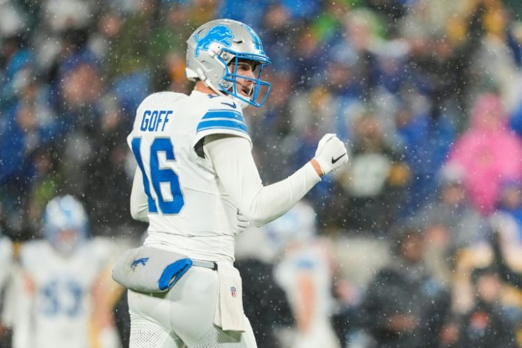 Jared Goff of the Detroit Lions celebrates a touchdown in an NFL victory over the Green Bay Packers. ©AFP