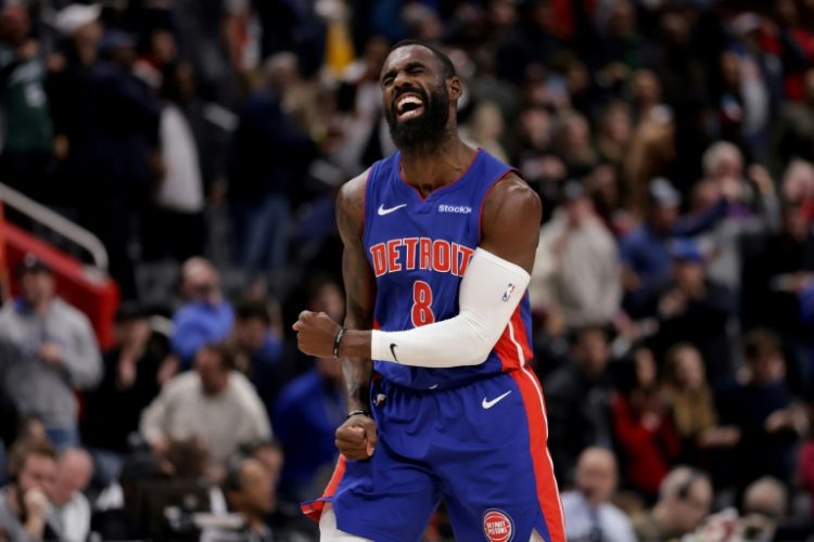 Detroit's Tim Hardaway Jr. celebrates an overtime three-pointer in the Pistons' narrow NBA victory over the Miami Heat. ©AFP