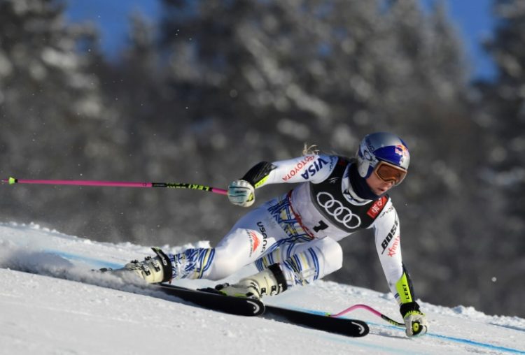 Lindsey Vonn, seen competing in 2019, says she is happy with her return to competition, calling it a 'solid start'. ©AFP