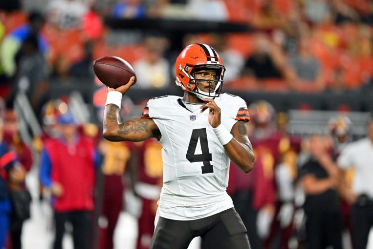 Cleveland Browns quarterback Deshaun Watson plays in an NFL pre-season game. ©AFP