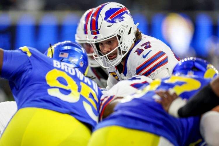 Buffalo Bills quarterback Josh Allen scores one of his three rushing touchdowns in last week's defeat to the Los Angeles Rams. ©AFP