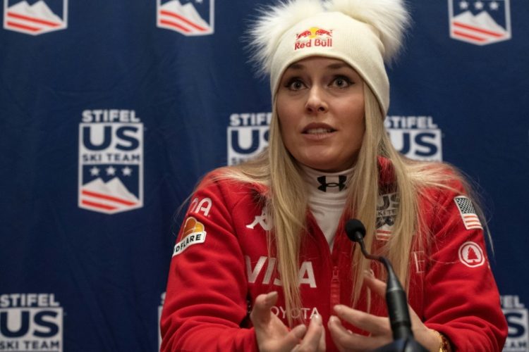 US ski great Lindsey Vonn speaks at a press conference in Colorado on Friday after confirming her return to World Cup racing at St. Moritz next week. ©AFP